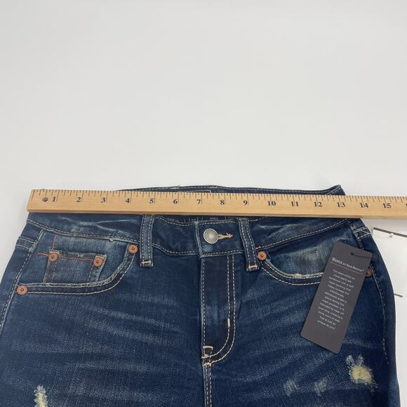 New ROCK REVIVAL REMIX Jean Size 25 Dark Wash Distressed Ankle Skinny - Picture 6 of 10